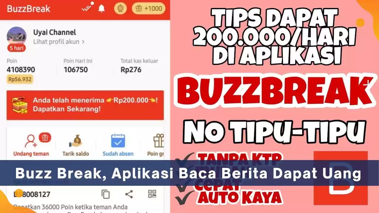 Buzz Break, Aplikasi Baca Berita Dapat Uang