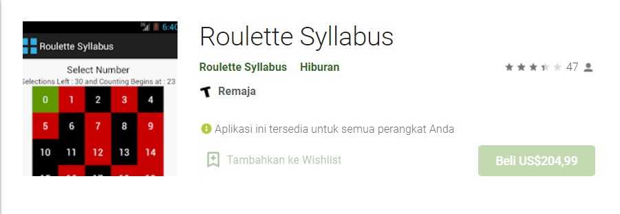 Game Roulette Syllabus