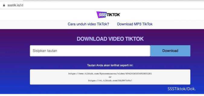 Download video Tiktok tanpa watermark di SSS Tiktok